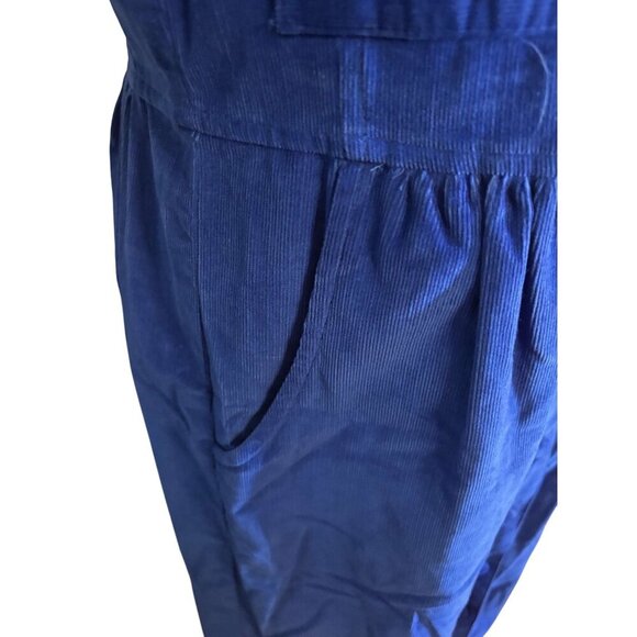 Vintage Talbots' Blue Corduroy Sleeveless Button Front Midi Dress Pockets 10 - Picture 8 of 10